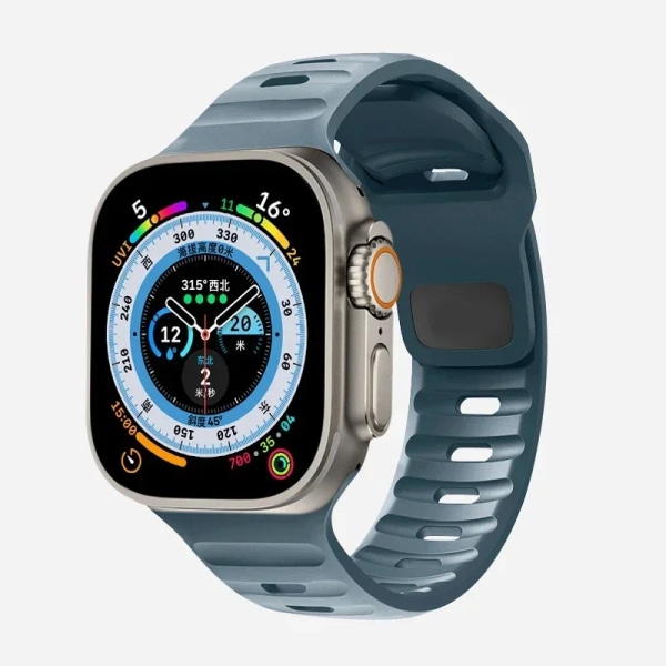 Silikonrem för Apple Watch Band 49mm 44mm 45mm 40mm 41mm 42mm 38mm Ultra 2 Sport Correa Armband iwatch Series 9 8 7 6 5 se sea blue