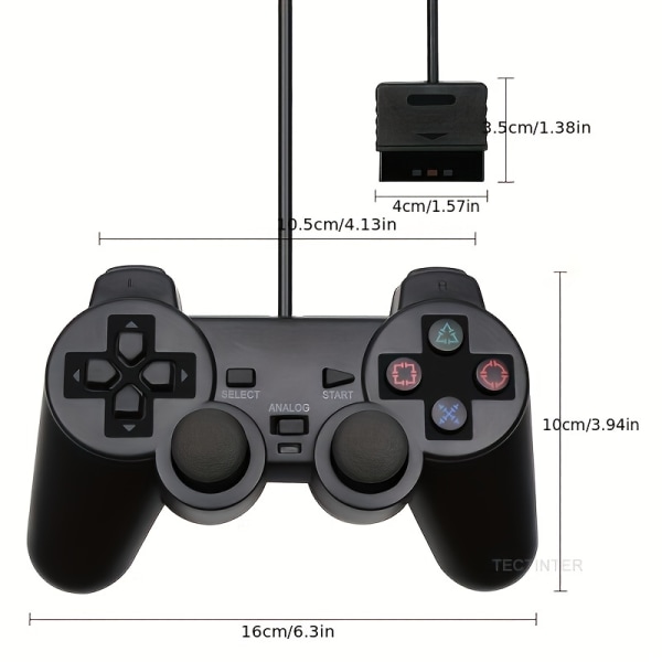 Kabelansluten kontroll för PS2-kontroller för kabelansluten USB PC-spelkontroll Black