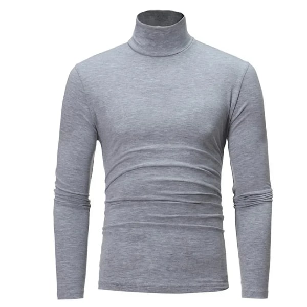 Langærmet T-shirt Termisk Underundertøj Topper Mænd Vintertøj Termisk Skjorte Efterår Mænds Vinterstrømper Høj Hals Tynd Slim Fit Style3 Light Grey M