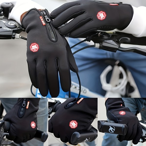 Höst Vinter Varma Sporthandskar Justerbar Stängning Korta Unisex handskar Pekskärm Halkskyddshandskar Utomhus bergsklättring Skidcykelhandskar Black Upgrade XL