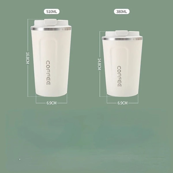 380/510Ml Stål Kaffe Kopp Resor Thermal Mugg Läcka-Proof Thermosflaska Tea Kaffe Mugg Office Affärs Termosstilname WHITE 510ml