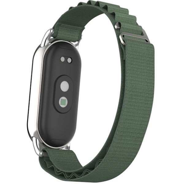 Nylon Åndbar Rem til Xiaomi Mi Band 8 9 Armbånd Metal Hovedpartikler til Mi Band 9 Urrem Tilbehør apricot mi band 8