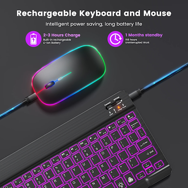 Emtra Bakgrundsbelyst keyboard Arabic rechargeable