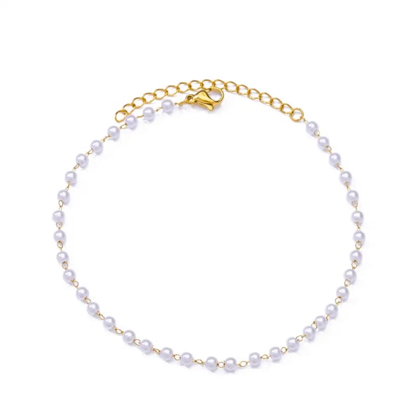 Elegantti Zirkon Kukka Rannekoru Naisille Tytöille Charmi Kulta Väri Ruostumaton Teräs Kasvi Rannekoru Luxe Designer Korut Lahjat HJ363G-Anklet 19cm