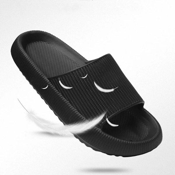 Cloud Tøfler Til Mænd Tykke Sål Sko Mand Sommer Strand Skyd Bad Anti-Slip Hjemmesko Bløde Sandaler Mode Flip-Flops B-Black(3.6cm) 42-43(fit 41-42)