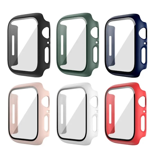 Glas+Cover til Apple Watch etui 38mm 40mm 41mm 45mm 44mm 42mm iWatch Tilbehør Skærmbeskytter iwatch 9 8 7 6 5 SE 4 3 serie Dark green Series456 SE 40MM