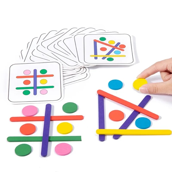 Montessori Pussel i Trä 3D Pusselspel Tangram Stick Geometrisk Ring Formmatchning Barn Småbarn Tidig Utbildning Leksaker 1 Set