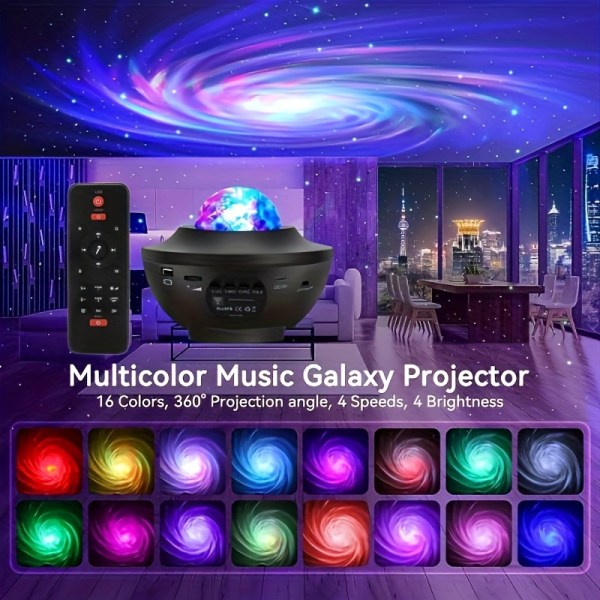 1 st stjärnprojektor Galaxy Night Light projektor, 4 i 1 stjärnigt projektorljus med appkontroll, justerbar färg Galaxy projektor för sovrum Black