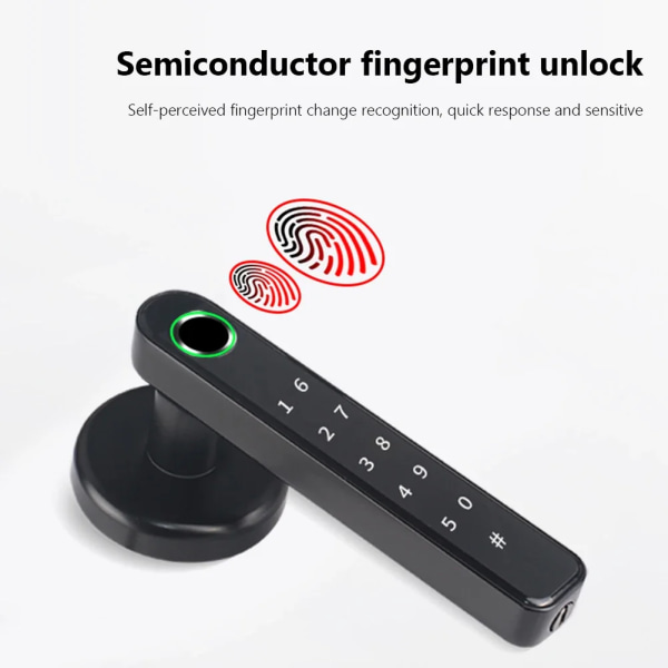 Bluetooth-kompatibelt Fingeravtryck Dörrlås Nyckelfritt elektroniskt Dörrknoppar Lås Fingeravtryck Säkerhetshandtag Lås för sovrum SY12 Fingerprint