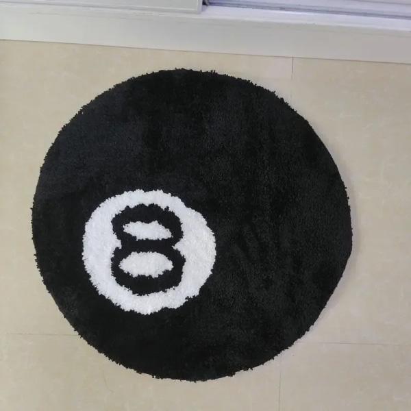 Simulering Biljard 8 Ball Matta Rund Tufting Mjuk Stolsdyna Anti-halk Badrumsmatta Barn Sovrum Retro Svart Nr 8 Matta Drop 60cm