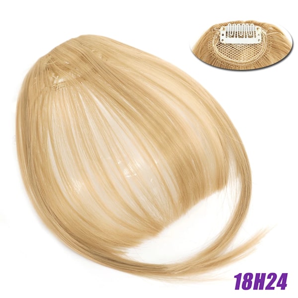 Lm Naturlig Straight Syntetiska Blunt Bangs Hög Temperatur Fiber Brun Kvinnor Clip-In Fulla Bangs Med Fringe Av Hår 6 Tums 18h24