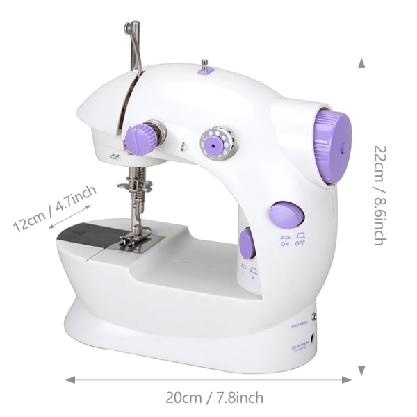 Machine à Coudre Électrique Portable med Contrôle de la Lumière et de la Vitesse, Accessoires de Bricolage Domestique Purple US Plug