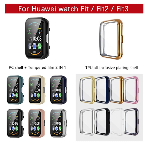 Omslag För Huawei Klocka Passar 2 Case Smartwatch Plated Tillbehör Tpu Bumper All-Around Skärmskydd Huawee I Klockans Passform/Fit3 Falle 6 For huawei fit 2