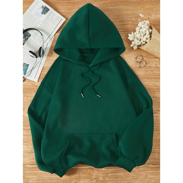 Ezwear Kænguru Lomme Snøre Termisk Foret Hætte Dark Green XL