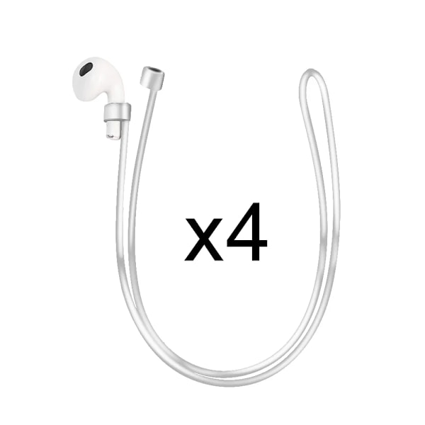 Anti-Lost Silikon Rep Hållare Kabel För Airpods 3 2 1 Pro Trådlös Bluetooth Hörlura Nack Sport Rema Sladdsträng 4pcs White 70cm not magnetic