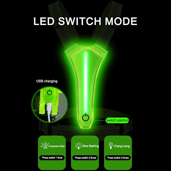 LED Refleksvest Lys Op Løbevest Høj Synlighed Reflekssikkerhedsvest 3 Lystilstande med Telefonpose til Kvinder Mænd Børn Blue