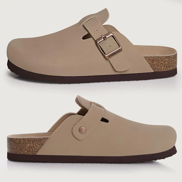 Shevalues Mode Clogs Tompa Kvinde Suede Clogs-Mules Blød Kork Fodseng Hus Sutsko Slip-On Klassisk Udendørs-På Modesandaler Cow Suede-BN2 44(fit 27.5cm)