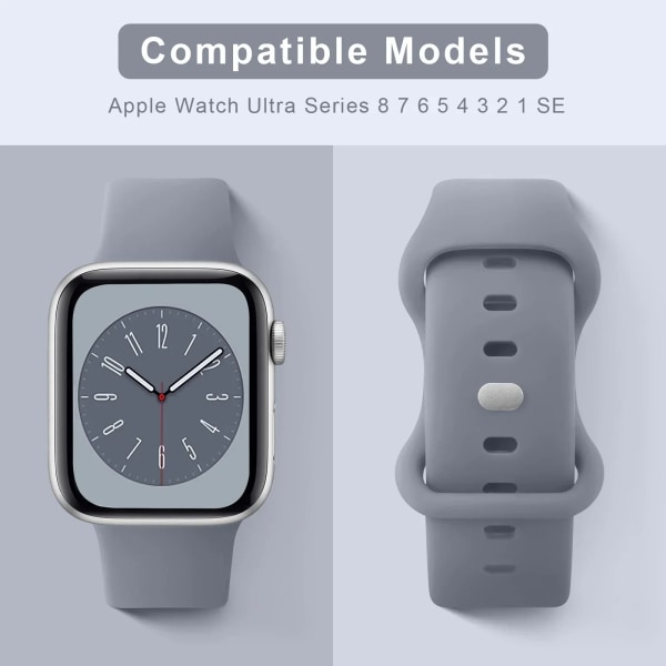 Mjukt silikonband för Apple Watch 8 7 6 5 4 3 SE Armband för IWatch Ultra 49 mm 45 mm 41 mm 40 mm 44 mm 38 mm 42 mm watch Blue Gray