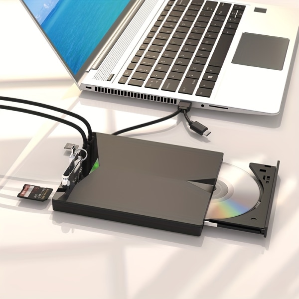 Multifunktionell extern optisk enhet DVD-brännare sju-i-ett USB/TYPE Extern optisk enhet med kortläsare HUB kan sättas in U Disk