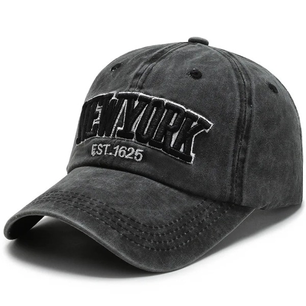 Cap i tvättad bomull för män våren sommaren NEW YORK Retro brevbroderi Snapback-kepsar för kvinnor Soft Top Trucker Dad Hats black Adjustable