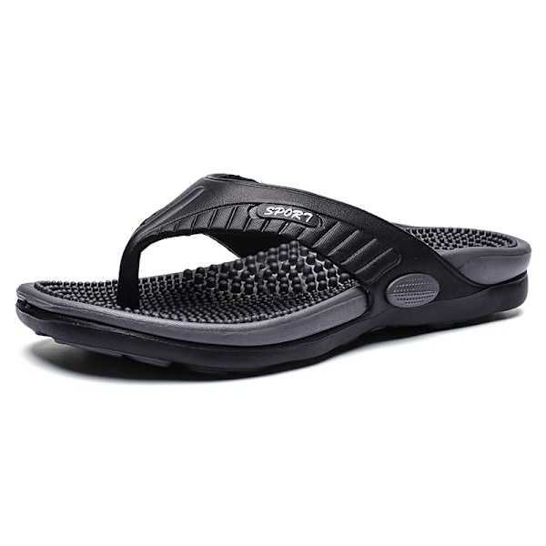 Sommaren Mäns Flip-Flops Massage Granule Män Toffpar Bekväm Strand Sandaler Män Casual Skor Hus Flip Flops Badet Rumskor Black 46