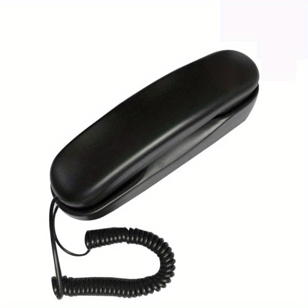 Telefon Svart Smal fast telefon med sladd för seniorer Skrivbords-/väggmonterbar telefon Hemma Black
