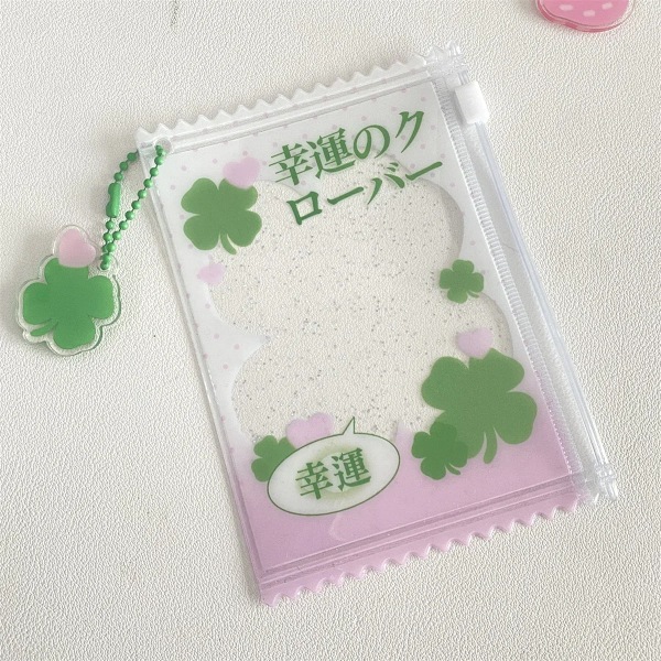 1pcs Cute Transparent Shiny Candy Bag Kpop Card Sleeves Holder Photocard Holder Card Films Game Cards Protector four-leaf clover