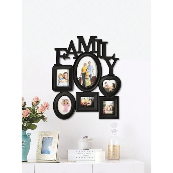 1pc Family Photo Frame Combination Wall Hanging Photo Wall，Living room furniture decoration Photo frame black Other