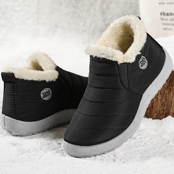 Herrskor Vinterstövlar Varma Päls Ankle Boots Vattentäta Snöskor Par Vinter Casual Sneakers Lätta Booties Män Black 37