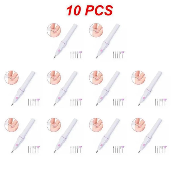 1~10Pcs I 1 Professionell Mini Elektrisk Spik Borrmat Batteri Nagel Art Exfoliating Polering Nagel Polering File Penna Verktyg Style A 10pcs