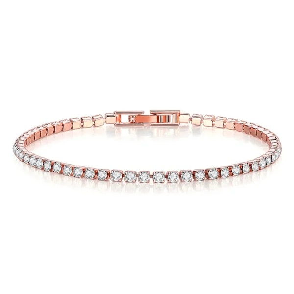 Ny utsökt tennisarmband 925 Sterling Silver Hip Hop Trend Guld Färg Dam- och Herrarmband Kristall Smycken Present 4mm Rose Gold Bracel 16cm