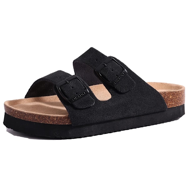 Litfun Naisten Jalkasängyn Sandaalit Klassinen Kesäranta Tossut Miehille Slip-On Korkkisandaalit Säädettävällä Soljella 200 242 Cow Suede-BK3 43