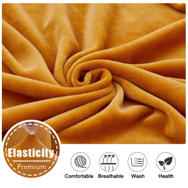 Elastisk sammetssoffa Cover för möbelskydd i vardagsrummet Avtagbar L-form Hörnfåtöljssofföverdrag Deep coffee Plus Size (S)-1pc