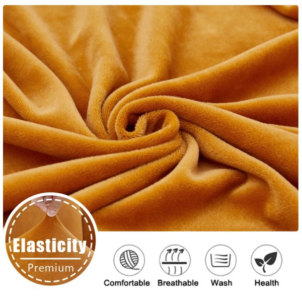 Elastisk sammetssoffa Cover för möbelskydd i vardagsrummet Avtagbar L-form Hörnfåtöljssofföverdrag Orange Plus Size (L)-1pc