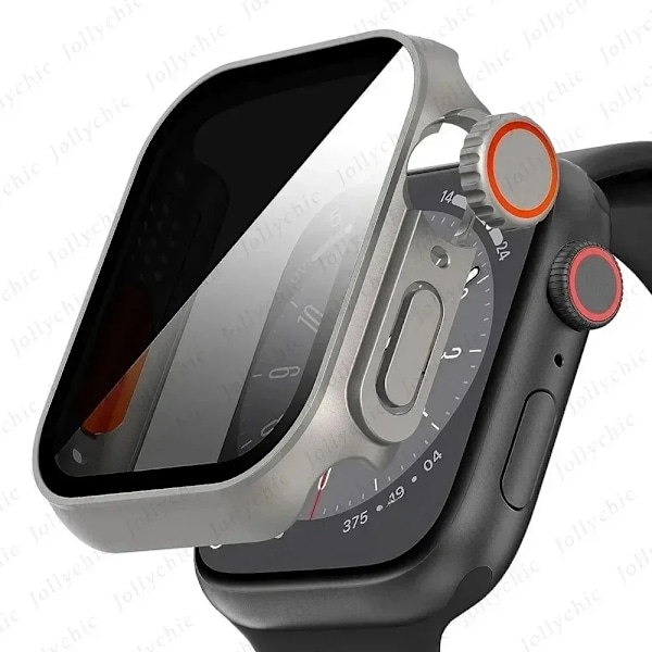 Case För Äppelklocka Apple Watch Series9/8/7/6/5/4 Se 44 45 41 40Mm Byte Till Ultra Sekretess Härdat Glas Scr Een Skydd Black Series 789 41mm