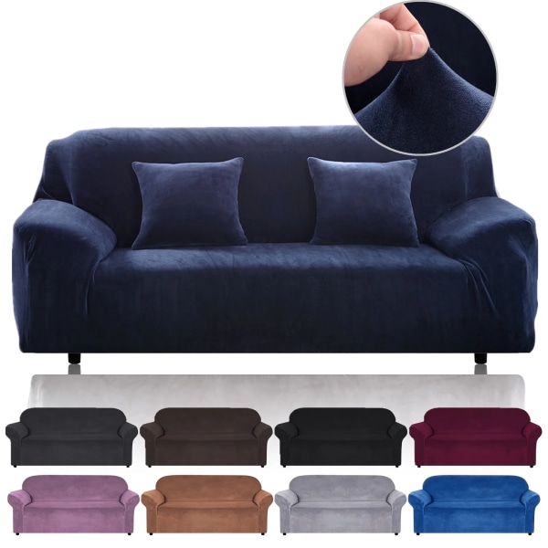 Stretch plysch sofföverdrag för vardagsrum 1/2/3/4 sits All-inclusive sammet sofföverdrag Elastiskt case Soffa soffa Slipcover Handduk Light Purple 3 Seater 190-230CM