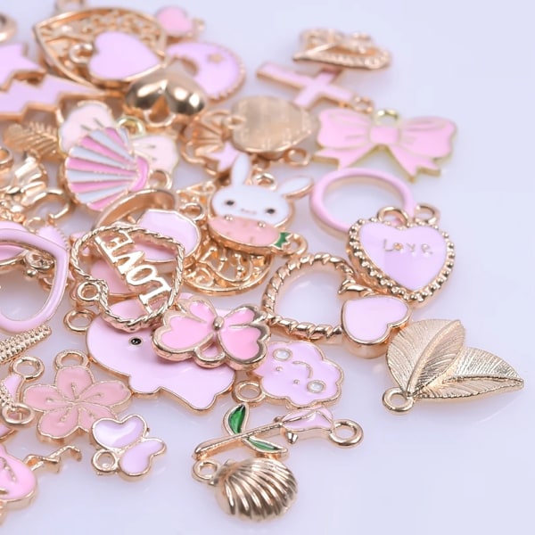 Emalj Legering Hjärta Lämnar Svamp Rosa Guld Färg Charms Shell Starfish Diy Kvinnor Armband Smycken Göra Mix Penna Tillbehör För Tillverkning Random 10pcs