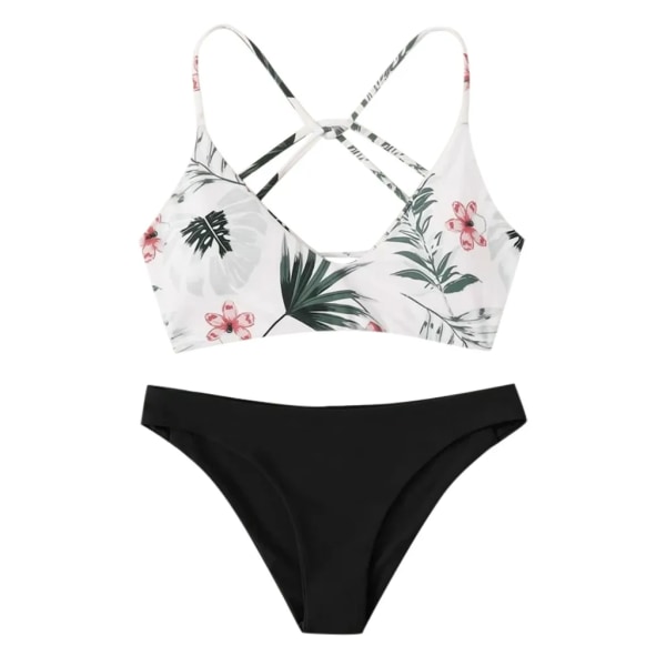 Nytt 2024 Bikini Kvinna Blommor Slumpmässigt print Bikini Set Push-up baddräkt Strandkläder Vadderade badkläder Bikini Brasiliansk baddräkt Blue S