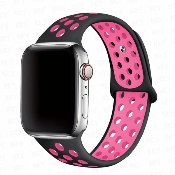 Sportrem för Apple Watch Band 45 mm 49 mm 44 mm 40 mm 41 mm 42 mm Silikonarmband correa iWatch Ultra 2 Series 9 8 SE 7 6 5 4 3 Black pink 15 S-M