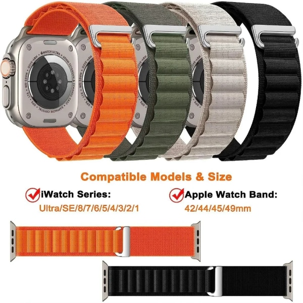 Nylon För Apple Watch Ultra/2 49mm Series 9 8 7 45mm 41mm Sport klockarmband som andas För iwatch 6 5 4 3 SE 44mm 40mm 42mm 12 Starlight 42mm 44mm 45mm 49mmm