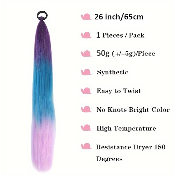 26Inch Syntetiska Rak Ponytail Med Elastisk Hår Slips Färgglada Flätande Hår Ponytail Hår Extensions Hårtillbehör Hårtillbehör Är( 1Pack) 47 26inches