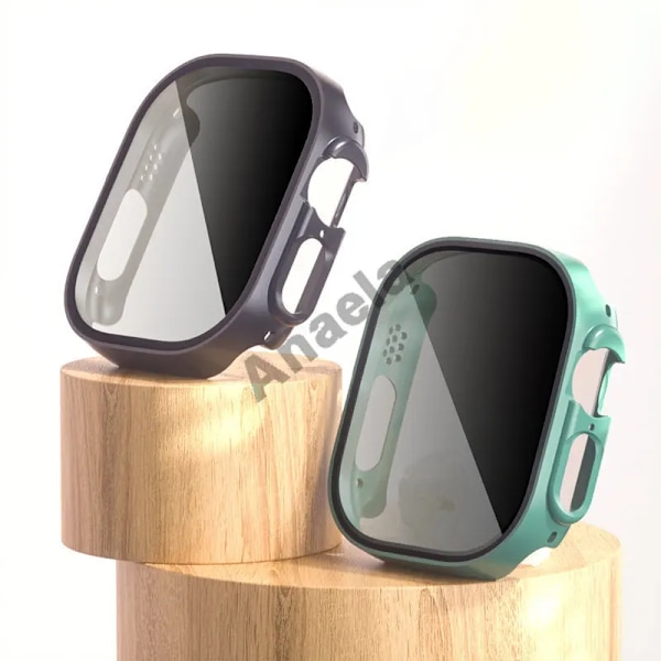 Anti-Spy Glass För Apple Watch Ultra 2 49Mm Fall 40 44Mm 45Mm Private Hd Skärmskydd Bumper Iwatch 9 8 7 Se 6 Härdad Film. Silver 45mm-Series 9 8 7