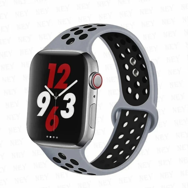 Sportrem för Apple Watch Band 45 mm 49 mm 44 mm 40 mm 41 mm 42 mm Silikonarmband correa iWatch Ultra 2 Series 9 8 SE 7 6 5 4 3 Obsidian-Black 54 M-L