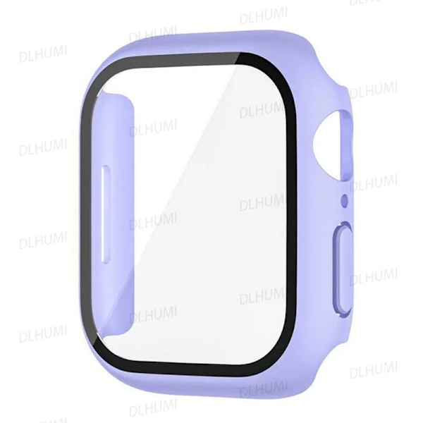 Hærdet glas til Apple Watch 9 8 44Mm 40Mm 42Mm 38Mm 41Mm 45Mm Pc Stødpude Skærmbeskytter Case Iwatch-serien 7 6 5 3 Se. Light purple Series 7-8-9 45mm