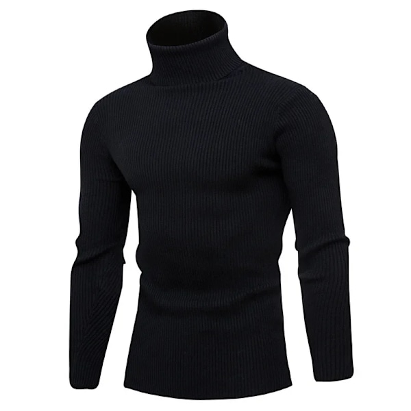 Amazon Udenrigshandel Vinter Mænd Polo / Skildpadde Hals Slankende Slimth Sihouette Enkel Pullover Trøje Strikkede Top E Lager Øvrev Navy Blue XXXL