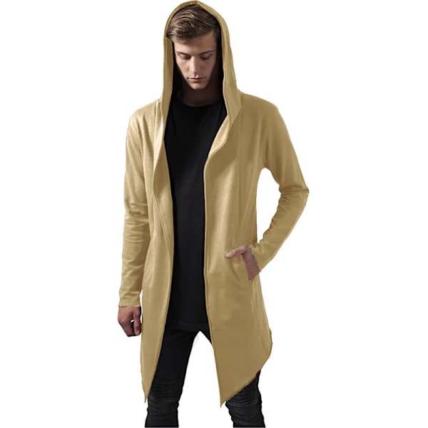 Mens Trench Unisex Casual Open Stitch Huvad Lång Mantel Cape Coat Hip Hop Män Solid Loose Trenchcoat Gå Lång Jacka White S