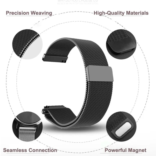 Nya 18 mm 20 mm 22 mm remmar för Garmin Venu 2S Armband Vivoactive 3 4S 4 Forerunner 245 645 Galaxy Watch 4 Classic 42 46 mm Milk White Nylon 20mm