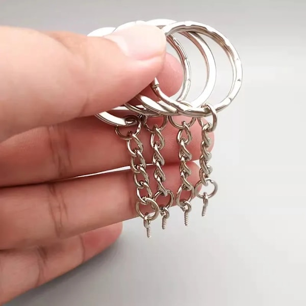 Sølvbelagt Metal Tom Nøglering Kæde Split Ring Keyfob Nøgleholder Ringe Smykker Fremstilling Resultater At Gøre Nøglekæder Aca Fremstillinger style B-300pcs