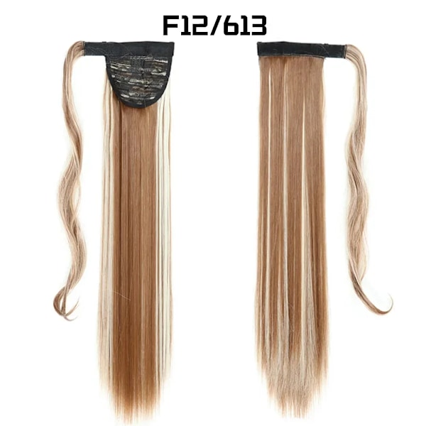 22-32 Tum Syntetiska Hår Fiber Värmeresistentan Curly Hår Med Ponytail Fake Chip-In Hår Extensions Pony Svans F12-613 22INCHES