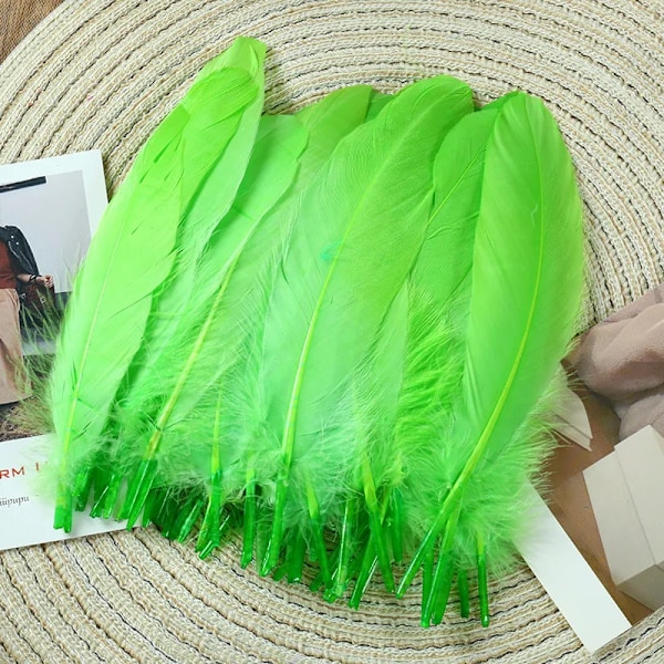 15-20cm Naturliga Gässvansfjädrar DIY Färg Fladdrande Plym Scen Bröllop Dekoration Flytande Plumas Stänk Ballon Fruit green